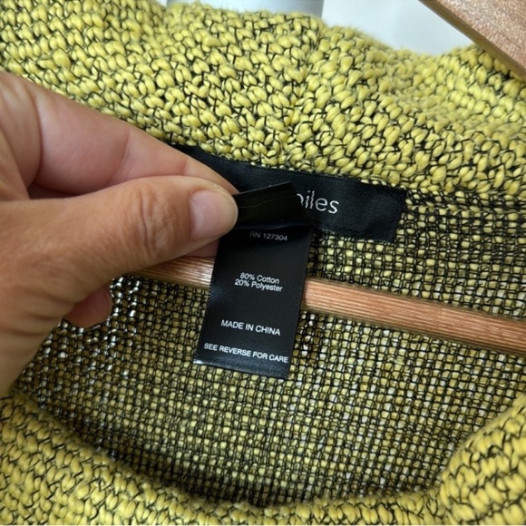 Ali Miles Women's Yellow Cowl Neck Tunic Long Sweater Sz L Lagenlook Side Button - Picture 9 of 12